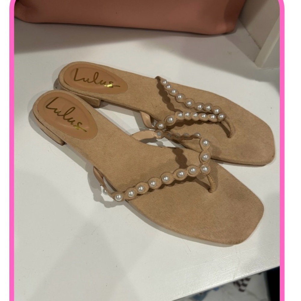 Lulu's Cream Pearl Embellished Sandals